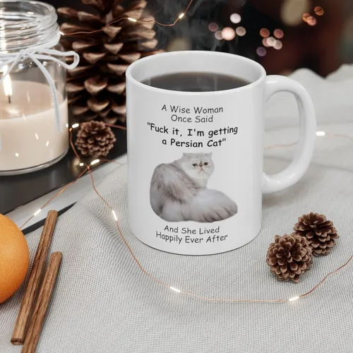 Vista 4 de Divertidos gatos persas blancos y grises regalos para mujeres, amantes de los animales, mascotas, mamá, día de la madre 2025 A Wise Woman Once Said