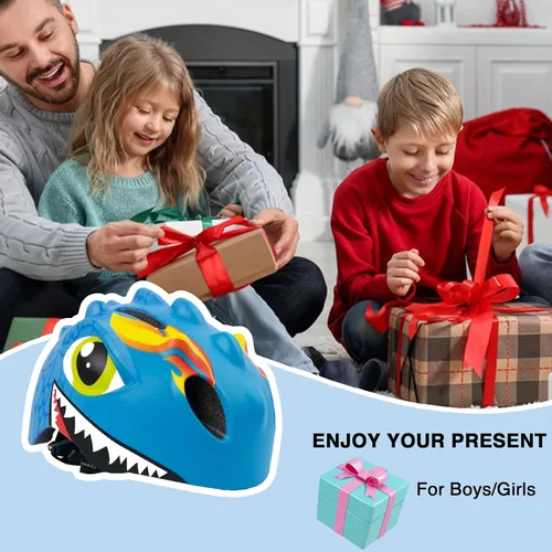 Vista 3 de Toddler Helmet Kids Bike Helmet for 2 3 4 5 6 7 8 Years Old Girls with 3D Dinosaur Design Protective Gear Set and Safety Certified, Toddler Bike
