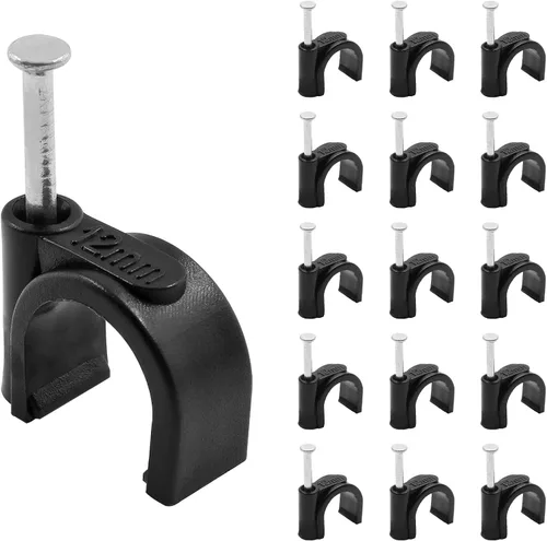 Vista 6 de Clips de alambre de cable Ethernet plano con clavo, 0.551 in, blanco, 100 unidades Abrazaderas de cable coaxiales individuales, gestión de cables
