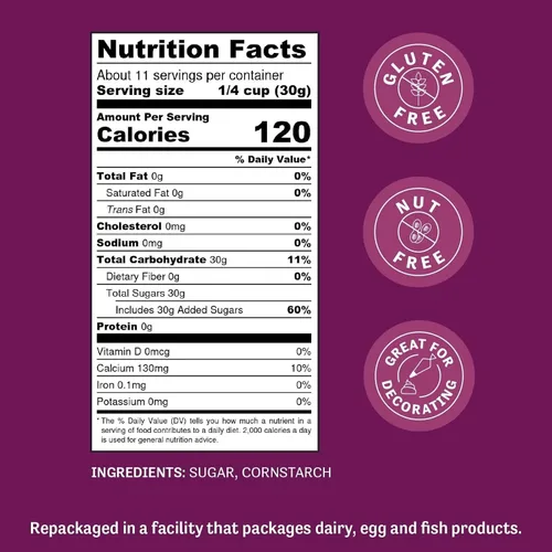 Vista 3 de Judee's 6X - Azúcar en polvo para confitería de 11.25 onzas, 100% sin OMG, sin gluten y sin nueces, tamaño 6X perfecto para glaseados, glaseados