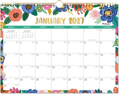 Vista 5 de Calendario 2027 – Calendario de pared 2027 con bolsillo, enero de 2027 a diciembre de 2027, calendarios mensuales de 12 x 12 pulgadas para el hogar