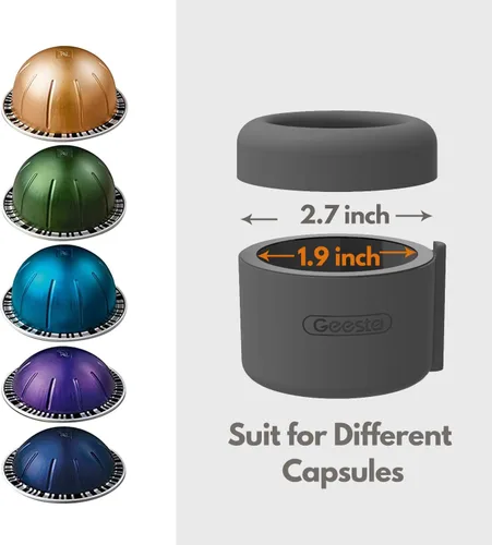 Vista 4 de Kit de recarga de cápsulas de café de fácil sellado para Nespresso Vertuoline con un cepillo, cuchara, soporte de cápsula reutilizable y 80 sellos