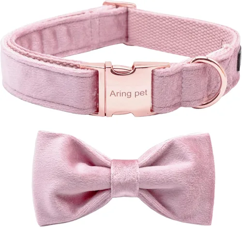 Vista 48 de ARING PET Collar de perro con corbatín, collares de terciopelo para perros con corbatín extraíble, collar de lazo ajustable para perros hembras