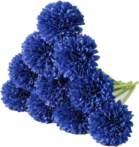 Vista 22 de 10 plantas artificiales de flores artificiales de seda de crisantemo, arreglos de hortensias, ramos de boda, decoración del hogar, cocina, jardín