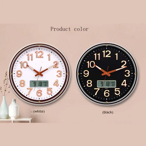 Vista 8 de ZZenSmot Reloj silencioso de 18 pulgadas, moderno reloj de pared luminoso con calendario LCD y termómetro para decoración de oficina en casa