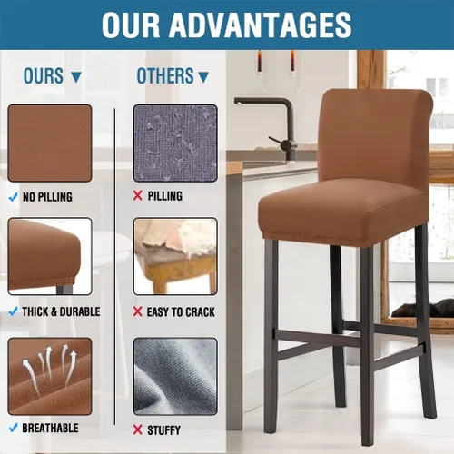 Vista 5 de H.VERSAILTEX Funda para taburete de bar 100% impermeable, elástica, funda para taburete de mostrador, funda para silla de pub, para comedor