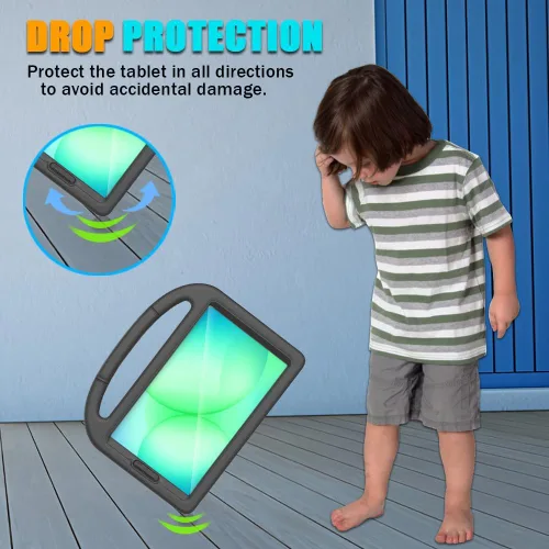 Vista 4 de Funda infantil para Samsung Galaxy Tab A11 /A9 de 8.7 pulgadas versión 2025/2023, ligera, a prueba de golpes, apta para niños, con protector