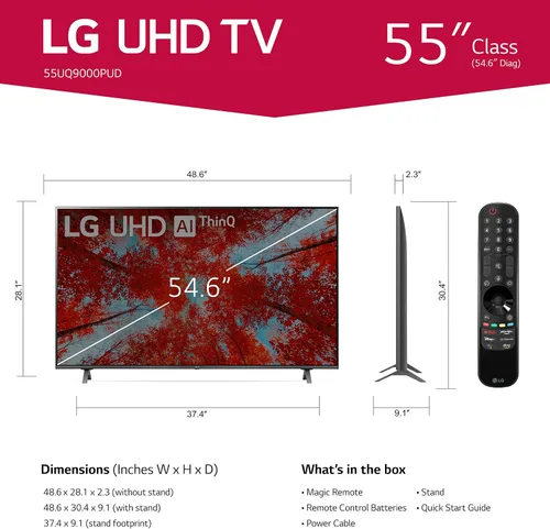 Vista 2 de LG Smart TV Class UQ9000 de 55 pulgadas con Alexa incorporado 4K (3840 x 2160), frecuencia de actualización de 60 Hz, 4K alimentado por IA