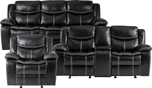 Vista 19 de Lexicon Bay - Juego de sofá reclinable manual, 2 piezas, color negro