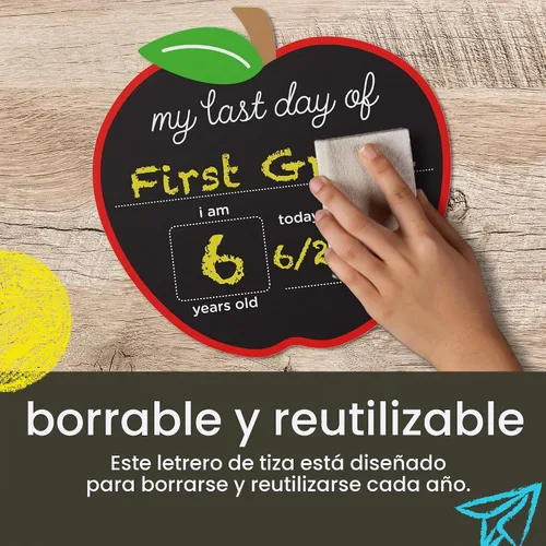 Vista 3 de Pearhead - Pizarra reversible para el primer y último día de la escuela, accesorio re-utilizable para compartir fotos