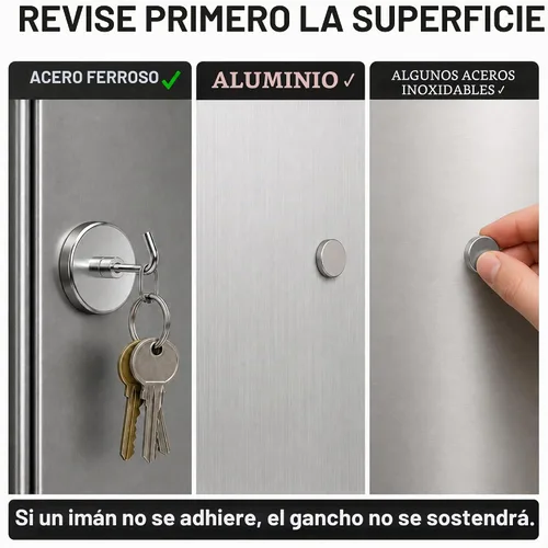 Vista 3 de PRIMADA Ganchos magnéticos extra fuertes (paquete de 2, cromado) – Ganchos magnéticos de neodimio resistentes para refrigerador, cabinas