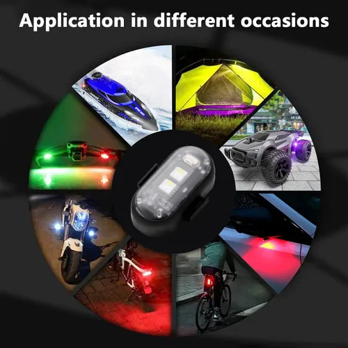 Vista 7 de LECART 4 luces estroboscópicas LED magnéticas con control remoto, 8 colores, inalámbricas, anticolisión, luces estroboscópicas de emergencia