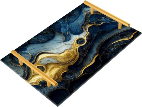 Vista 8 de Bandeja de servir de acrílico de ojo malvado azul, decoración moderna del hogar para dormitorio, baño, cocina, sala de estar, mesa, 7.9 x 11.8