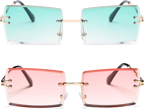 Vista 59 de Gafas de sol rectangulares para hombres/mujeres, gafas de sol pequeñas sin montura cuadrada