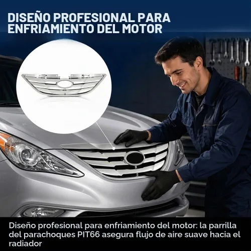 Vista 8 de PIT66 Conjunto de parrilla delantera cromada compatible con Sonata 2011 2012 2013 HY1200154 863503S100