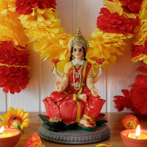 Vista 2 de alikiki Estatua de laxmi de diosa india – 8.9 pulgadas de alto, ídolo hindú Lakshmi, escultura de Diwali, regalo para decoración india de Pooja