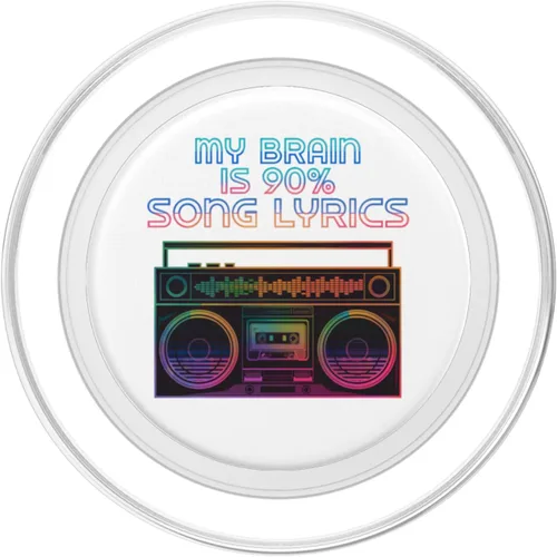 Vista 2 de My Brain is 90% Letra de canción Retro Boombox Funny Music Lover PopSockets MagSafe PopGrip para iPhone