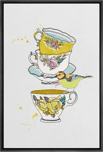 Vista 45 de SIGNWIN Lienzo enmarcado para pared, arte ornamental de neón fino, tazas de té, comida y bebida, ilustraciones culturales, arte moderno, elegante