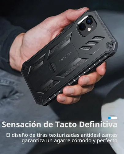 Vista 6 de FNTCASE - Funda para iPhone 11/XR, con protector de pantalla integrado, función atril 20FT Military-Grade Drop Protection, Anti-Slip Matte