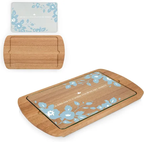 Vista 3 de Picnic TIME Disney Princess - Tabla de queso de Cenicienta con parte superior de vidrio, bandeja para servir, tablas de queso, tablas de embutidos