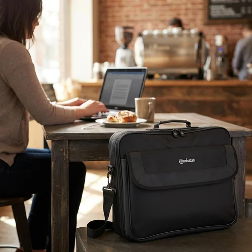 Vista 9 de MANHATTAN Bolsa de hombro para portátil - Estilo delgado maletín, apertura de concha, compartimentos acolchados