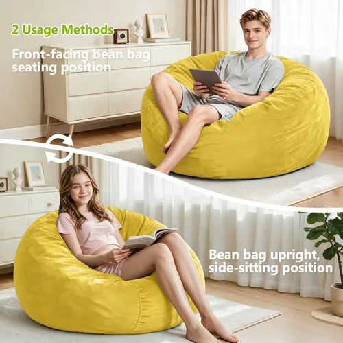 Vista 3 de Sillón puff de 3 pies Sillón estilo puff grande de 3 pulgadas con relleno de espuma viscoelástica, sofá suave con funda de terciopelo holandés