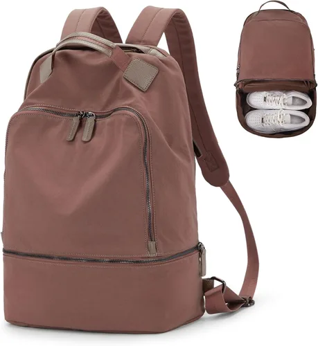 Vista 13 de Mochila de gimnasio para mujer, pequeña bolsa de gimnasio con compartimento para zapatos, mochila impermeable para deportes con bolsillo húmedo