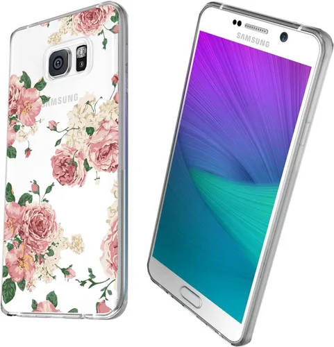 Vista 2 de Funda para Galaxy Note 5, Note 5 para niñas, transparente, suave, flexible, TPU acuarela, flores, floral, impreso, contraportada para Samsung Galaxy