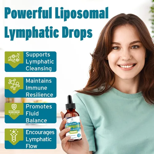 Vista 6 de Gotas de desintoxicación linfática liposomal y drenaje - Mezcla de hierbas de 2000 mg con saúco y equinácea - Apoya el drenaje linfático, el sistema