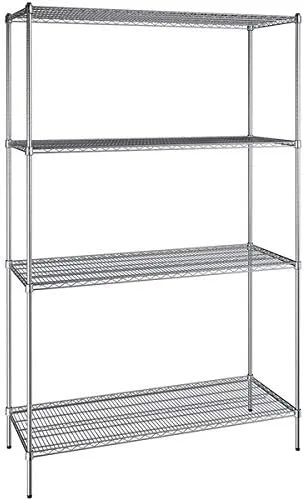 Vista 318 de Kit de 4 estantes de epoxi verde NSF de 21 x 72 pulgadas con postes de 86 pulgadas, estantería de almacenamiento resistente, kit de estantería