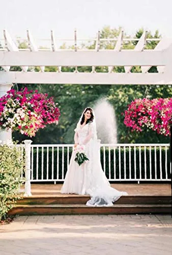 Vista 2 de Ursumy Precioso velo de encaje de boda velos largos florales de catedral para novias velos de novia de tul suave con peine de 118 pulgadas marfil