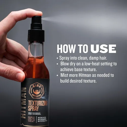 Vista 5 de GIBS Grooming Hitman - Spray texturizante, 5 onzas líquidas