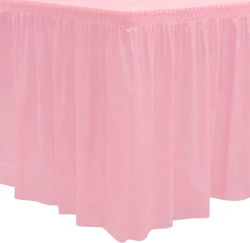 Vista 7 de Party Essentials Falda de mesa de plástico desechable resistente, 1 unidad, 29 pulgadas de ancho x 14 pies (168 pulgadas) de largo, amarillo