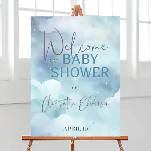 Vista 15 de Letrero de bienvenida para baby shower, tema oscuro, varios tamaños