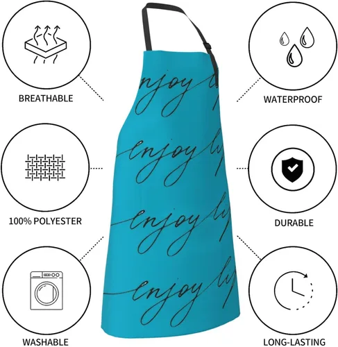 Vista 7 de Delantal de chef de cocina de pestañas, delantal impermeable ajustable con 2 bolsillos, utilizado para barbacoa y cocina