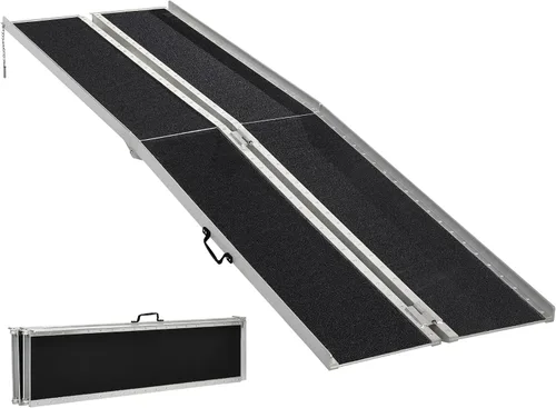 Vista 11 de HOMCOM Rampa plegable para silla de ruedas de aluminio texturizado, rampa de umbral portátil de 2 pies, para puertas, hogar, escalones, escaleras