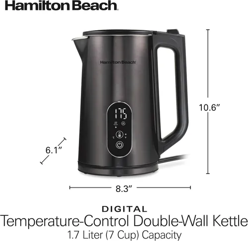 Vista 14 de Hamilton Beach Digital - Tetera eléctrica de 1,7 L, caldera de agua y calentador