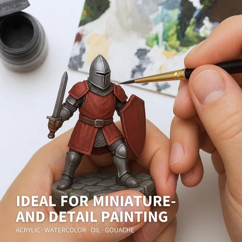 Vista 3 de ARTEGRIA Juego de pinceles para detalles, 17 pinceles en miniatura con puntas finas y asas ergonómicas, para modelos a pequeña escala, figuras