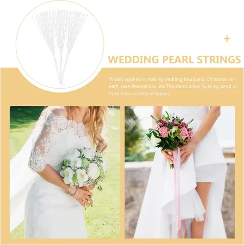 Vista 7 de Yardwe 100 piezas de cadena de perlas con cuentas ramo de perlas para decoración de boda, decoración de boda, relleno de jarrón con cuentas