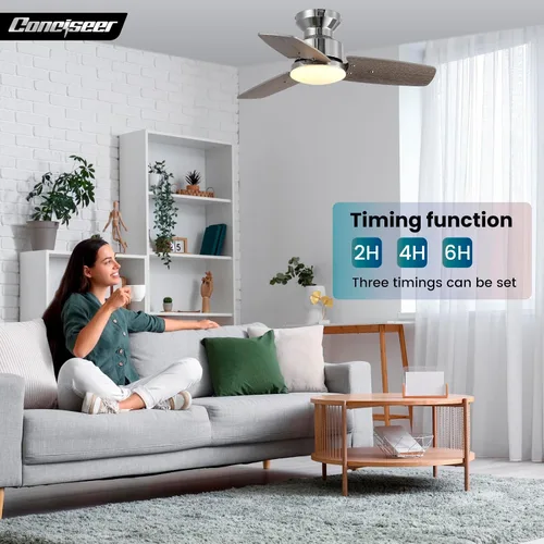 Vista 3 de Conciseer - Ventiladores de techo de 30 pulgadas con luces y control remoto, para dormitorio, sala de estar, oficina, montaje empotrado, 3CCT