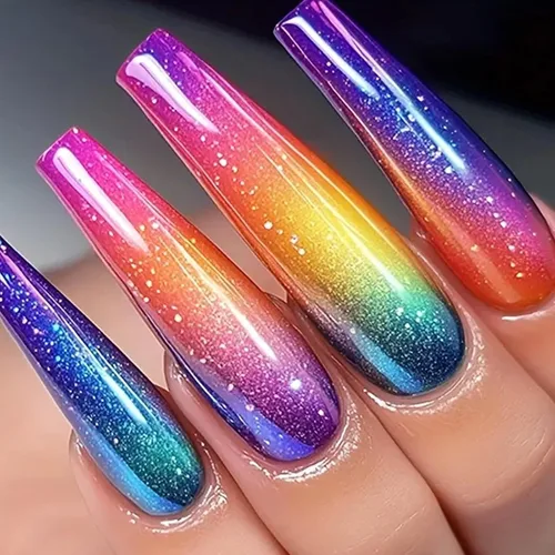 Vista 8 de IMSOHOT Uñas postizas largas cuadradas a presión, puntas francesas de onda verde, uñas postizas con diseños de dijes de mariposa dorada, gel C1-01