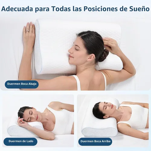 Vista 7 de EGOHOME Almohada de espuma viscoelástica de contorno ajustable para dormir de lado y espalda, almohada ergonómica de cama ondulada con altura
