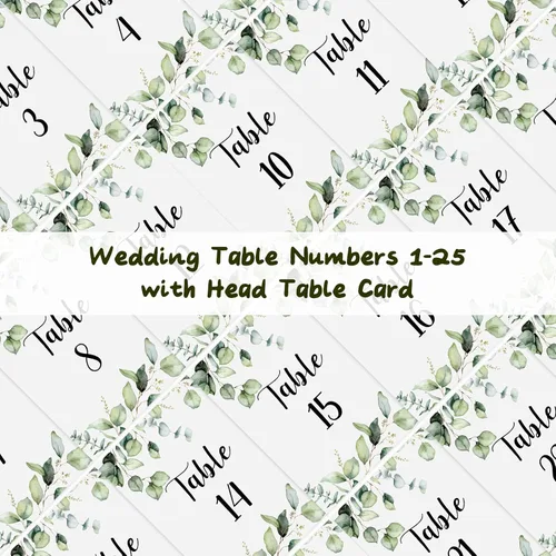 Vista 4 de Marspark 26 números de mesa de boda con 26 soportes de mesa dorados, eucalipto verde, tarjetas de número de recepción de boda con cabeza, etiqueta