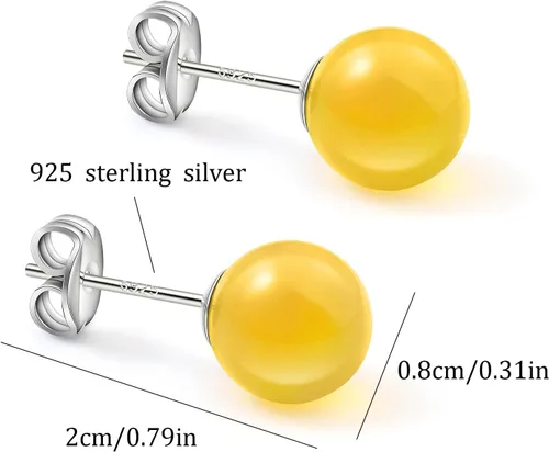 Vista 59 de Natural Stone Stud Earrings for Women 8mm Sterling Silver Genuine Gemstone Earrings Handmade Sterling Silver Crystal Stud Earrings for Women
