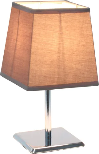 Vista 2 de Simple Designs LT2062-GRY - Mini lámpara de mesa de cromo cuadrado con pantalla de tela Empire, gris