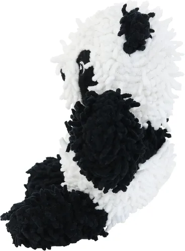 Vista 4 de MIGHTY® Paquete de 2 juguetes pequeños de microfibra para perros Panda Juguete de peluche ultra duradero con múltiples capas y costuras