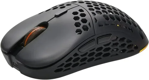 Vista 5 de Monoprice Hyper-K - Mouse inalámbrico ultraligero para juegos, sensor óptico PixArt, ofrece 6 configuraciones de DPI programables, Dark Matter