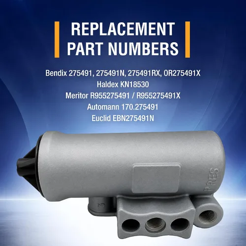 Vista 2 de Gobernador del compresor de aire TORQUE D-2 D2 (reemplaza a Bendix Haldex 275491, 275491RX) (TR275491) Sustituye a Bendix 275491, 102178, 275200
