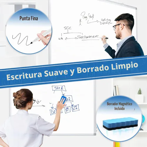 Vista 5 de DOLLAR BOSS Pizarra magnética blanca, 30 x 20 pulgadas, pizarra de borrado en seco de doble cara Whiteboard