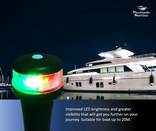 Vista 7 de Pactrade Marine Luces de navegación para barcos LED - Luces de navegación rojas y verdes alimentadas por batería para barcos - Adaptador y soportes